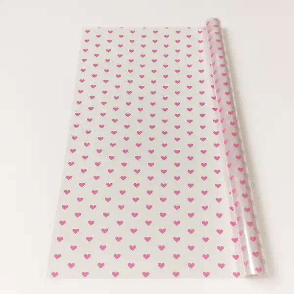 Pink Heart Cellophane