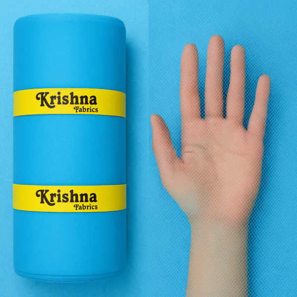 Sky Blue Net Kapra Plain Sky Blue Net