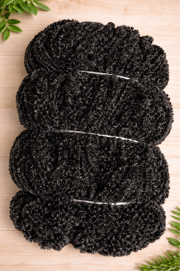 Coal Black Fur Wool